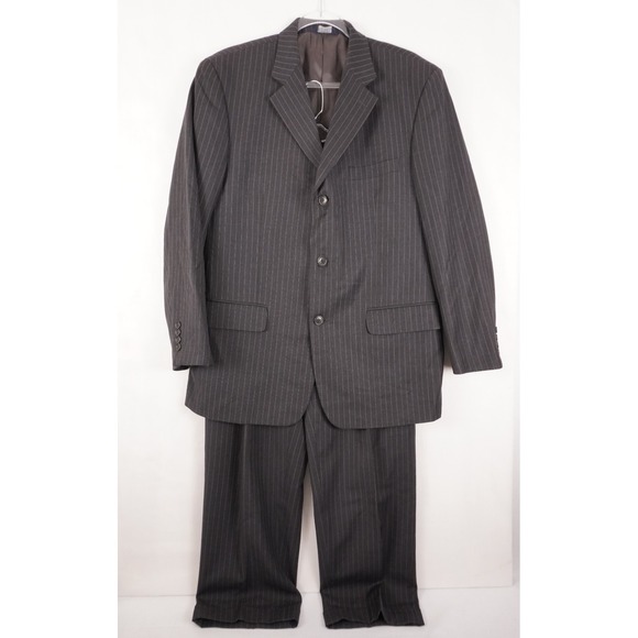 Botany 500 Other - VTG Botany 500 Suit Mens 42R Dark Gray Pinstripe Wool Pants 36x29 Pleated Cuffed